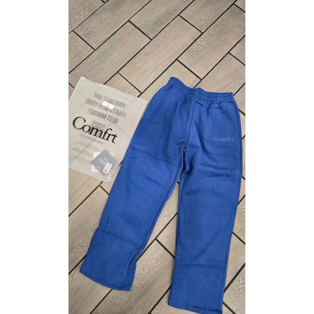 Comfrt Minimalist Straight Leg Sweatpants Cobalt Blue Fleece Joggers XL KJU54B